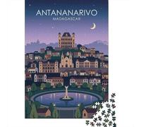 Antananarivo Madagascar Cityscape at Night De Puzzle en Bois, 1000 pièces | Pour se détendre après Noël : ce puzzle 1000 pièces pour adultes offre une activité classique pour Noël.