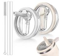 ANTAND Lot de 2 couvercles anti-fuite de 1200 ml pour Stanley Quencher H2.0 (uniquement), accessoires de tasse Stanley, couvercle à paille à rabat, sans BPA, anti-fuite, anti-déversement (beige, blanc
