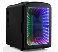 Antarctic Star Mini réfrigérateur compact avec lumière de jeu, 4L/6 canettes, mini réfrigérateur portable pour chambre à coucher, voiture, bureau et chambre à coucher, petit réfrigérateur cosmétique