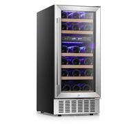 Antarctic Star Mini réfrigérateur de 38,1 cm pour 28 bouteilles de vin, bière, double zone intégrée, en acier inoxydable, double couche trempé, fonction mémoire de forme, porte en verre