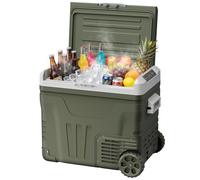 Antarctic Star Réfrigérateur 12 V 53 QT (50 L) - Compresseur électrique - Réfrigérateur de voiture - 15,6 °C ~ 20 °C, congélateur portable 12 V/24 V CC 100-240 V AC, refroidisseur 12 V avec roues et