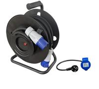 Antarion Pack Enrouleur de câble électrique Camping 3600W 25M P17 + Adaptateur Femelle P17-230V CEE 150cm pour Camping-Car