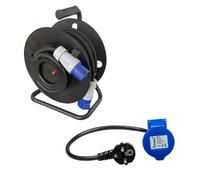 Antarion Pack Enrouleur de câble électrique Camping 3600W 25M P17 + Adaptateur Femelle P17-230V CEE 50cm pour Camping-Car