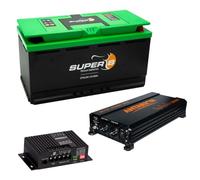 Antarion Pack Super B Batterie Lithium Epsilon 150Ah 12V + Convertisseur Pur Sinus 2000W + Régulateur de Charge Solaire MPPT 160W 10A