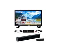 Antarion Pack TV LED 22" 55cm Smart TV Camping 12V + Barre de Son Compacte