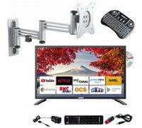 tv led 18.5pouces 47cm smart connect dvd intégré support tv double bras smart pad