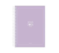 Antartik Agenda scolaire 25-26 à spirale essentials violet 1 jour page A5 bilingue papier FSC 80 g.