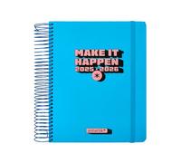 Antartik Agenda scolaire 25-26 à spirale fluo bleu jour page A5 bilingue papier FSC 80 g.