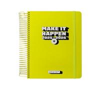 Antartik Agenda scolaire 25-26 à spirale fluo jaune un jour par page A5 bilingue papier FSC 80 g.