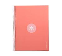 Antartik Cahier à spirale leiderpapel a4 micro couverture doublé80h 90 gr horizontal 1 bande 4 trous rose clair