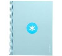 Antartik Cahier à spirale leiderpapel a4 micro couverture doublée 80h 90 gr boîte 5mm 1 bande 4 trous céleste