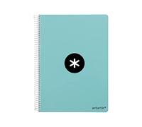 Antartik Cahier à spirale leiderpapel a4 micro couverture rigide 80h 100 gr boîte 5mm sans bandes 4 trous couleur menthe