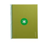 Antartik Cahier à spirale Liderpapel a4 micro couverture doublée 80h 90 g tableau 5 mm 1 bande 4 trous vert