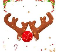 Antas de renne de voiture - Décoration de voiture moderne, ensemble de bois de véhicule | Antas en peluche de vacances Nez rouge Clip simple dans la conception avec compatibilité, costume de camion