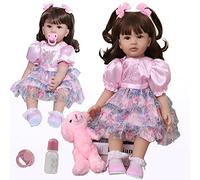 antboat 24 Pouces 60cm Reborn Poupée Bébé Fille Bebe Reborn Silicone Souple Vinyle Réaliste Vrai Vie Nouveau-né Fait Main Cadeaux de Noël Baby Reborn