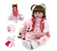 Antboat Poupée Reborn Fille 24 Pouces 60cm Silicone Souple Vinyle Réaliste - Jouets pour Garçon et Fille - Cadeaux de Noël pour Nouveau-né