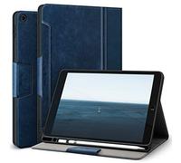 Antbox Coque pour iPad 9e/8e/7e Génération 2021/2020/2019 10,2 Pouces, Étui de Protection avec Porte-Stylet en PU-Cuir, Fonction Veille/Réveille Automatique (Bleu)