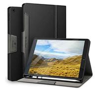 Antbox Coque pour iPad 9ème/8ème/7ème Génération 10,2 Pouces 2021/2020/2019 | Noir, Étui PU, Porte-Stylet, Veille/Réveil Auto