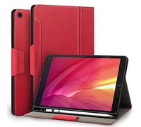 Antbox Coque pour iPad 9ème/8ème/7ème Génération 10,2 Pouces 2021/2020/2019 | Rouge, Étui PU, Porte-Stylet, Veille/Réveil Auto