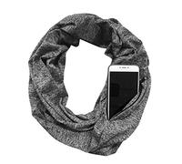 Antcher Écharpe Unisexe Infini avec Poche zippée colorée pour Voyage, Gris
