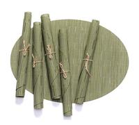 Antcher Lot de 6 sets de table ovales lavables et respectueux de l'environnement, résistants à la chaleur, antidérapants en vinyle tissé (vert)