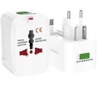 AntDau71® Adaptateur universel de voyage - Compatible avec prises EU, Royaume-Uni, USA, AUS, CN - 250V 6A - Prise internationale pour plus de 150 pays - CW962