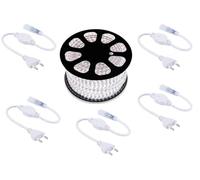 AntDau71 - Bobine de bande LED lumineuse 100 mètres, lumière blanche froide 5050 220 V, flexible pour intérieur et extérieur, + 5 fiches Cw578
