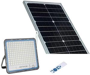 AntDau71 - Projecteur LED extérieur 300 W panneau solaire, lumière blanche 6 000 K télécommande, aluminium IP67 5 000 lm énergie photovoltaïque