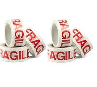 AntDau71® - Ruban adhésif d'emballage imprimé fragile pour colis, déménagement et expédition. Lot de 6 rouleaux 48 mm x 132 m