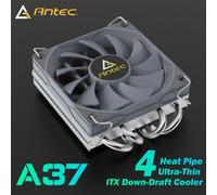 Antec A37 37mm ITX refroidisseur de processeur à profil bas 92mm ventilateur PWM 130W-TDP pour Intel/AMD 12.8 W/m.K pâte, Compatible I5-12400F/Ryzen-7500F A37 37mm Black