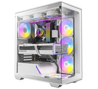 Antec C3 ARGB blanc, 3 ventilateurs ARGB PWM de 120 mm et 1 x 120 mm inclus, jusqu'à 8 ventilateurs simultanément, type C, panneaux avant et latéraux en verre trempé sans couture, support de radiateur