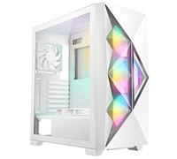 Antec DF800 Flux Boîtier de Jeu avec fenêtre en Verre, ATX, 5 Ventilateurs (3 ARGB Avant), Maille géométrique et Avant Miroir, Bouton de Commande LED, Blanc