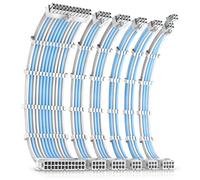 Antec Kit d'extension de câble d'alimentation gainé ATX 24 broches / 4 + 4 broches EPS / 8 broches PCI-E / 6 broches PCI-E / 6 broches - Longueur 30 cm avec peignes, connecteur blanc, bleu