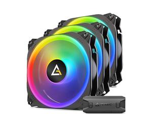 Antec Prizm X 120 ARGB 3+C - Kit 3 Ventilateurs 120mm Noir, 500-2000 RPM, 10-45.21 CFM, 20-32.6 dB, 3-pin/4-pin, Contrôleur ARGB Inclus