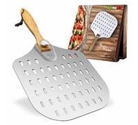 Antech Pelle à Pizza Perforée en Aluminium -Léger avec Manche Repliable - Perforation Professionnelle pour une Cuisson Parfaite - Idéale pour Four Domestique - Schaufel aus dickem Aluminium