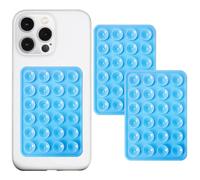 Anteel Lot de 2 supports de téléphone à ventouse en silicone, adhésif en silicone, antidérapant pour téléphone portable, support solide pour selfies et vidéos (bleu)