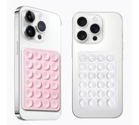 Anteel Lot de 2 Supports de téléphone à Ventouse en Silicone, adhésif en Silicone, antidérapant pour téléphone Portable, Support Solide pour Selfies et vidéos (Rose Clair et Blanc)