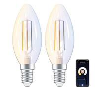 ANTELA Ampoule Connectée Alexa E14 C35 4,5W 470LM Ampoule LED Intelligente 2700K-6500K Compatible avec Alexa, Google Home, Smart Life APP, 2PCs