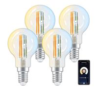 ANTELA Ampoule Connectée Alexa E14 P45 4,5W 470LM, Ampoule LED Intelligente 2700K-6500K Compatible avec Alexa, Google Home, Smart Life APP, 4PCs