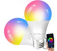 ANTELA Ampoule Connectée Alexa WiFi E27 9W RGB/CCT 2700K-6500K, Ampoule LED Intelligente compatible avec Google Home,Smart Life APP, 2PCs