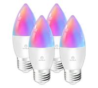 ANTELA Ampoule Connectée E27 C37 4,9W 470LM, Ampoule LED Intelligente RGB+CCT 2700K-6500K Compatible avec Amazon Alexa, Google Home, 4PCs