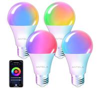 ANTELA Ampoule Connectée E27 WiFi 9W 1000LM Ampoule LED Intelligente RGB+CCT 2700K-6500K, Compatible avec Alexa Google Home, Smart Life APP, Commande Vocale, 4PCs