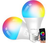 ANTELA Ampoule Connectée Wifi E27 9W LED Multicouleurs RGB + CCT 2700K-6500K, Compatible Avec Alexa/Google Home, Ampoule Intelligente Pas Besoin de Hub, 2 PCS