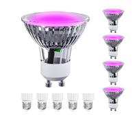 ANTELA Ampoules Lampes de Croissance Horticoles LED avec Base pour Gu10 à E27, 4W 200lm avec PPFD pour Plantes d'Intérieur