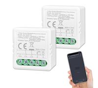 ANTELA Interrupteur Connectée WiFi et Bluetooth 10A 1 Canal, compatibel avec Alexa et Google Home, Smart Life APP, 2PCs