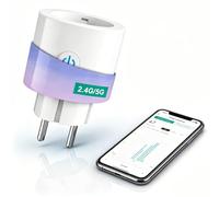 ANTELA Prise Connectée 16A 2,4G/5G WiFi, 1PC | Mesure de Consommation Électrique, Compatible Alexa et Google Home, Smart Life APP, Horaires et Minuterie