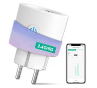 ANTELA Prise Connectée 16A 2,4G/5G WiFi, Mesure de Consommation Électrique, compatible avec Alexa et Google Home, Smart Life APP, Horaires et Minuterie