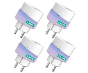 ANTELA Prise Connectée Alexa 16A 2,4/5GHz WiFi Mesure de Consommation Électrique Compatible avec Google Home, Smart Life APP, Horaires et Minuterie, 4PCs Blanc