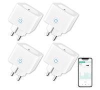 ANTELA Prise Connectée Alexa Française 16A 3680W Mesure de Consommation Électrique Type-E, Prise Intelligente avec Google Home,Smart Life APP Contrôle, Horaires et Minuterie, 4PCs Blanc