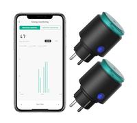 ANTELA Prise Connectée WiFi Extérieure IP44, Mesure de Consommation Électrique, Compatible avec Alexa, Google Home, Smart Life APP, 2.4GHz, 2 Pièce